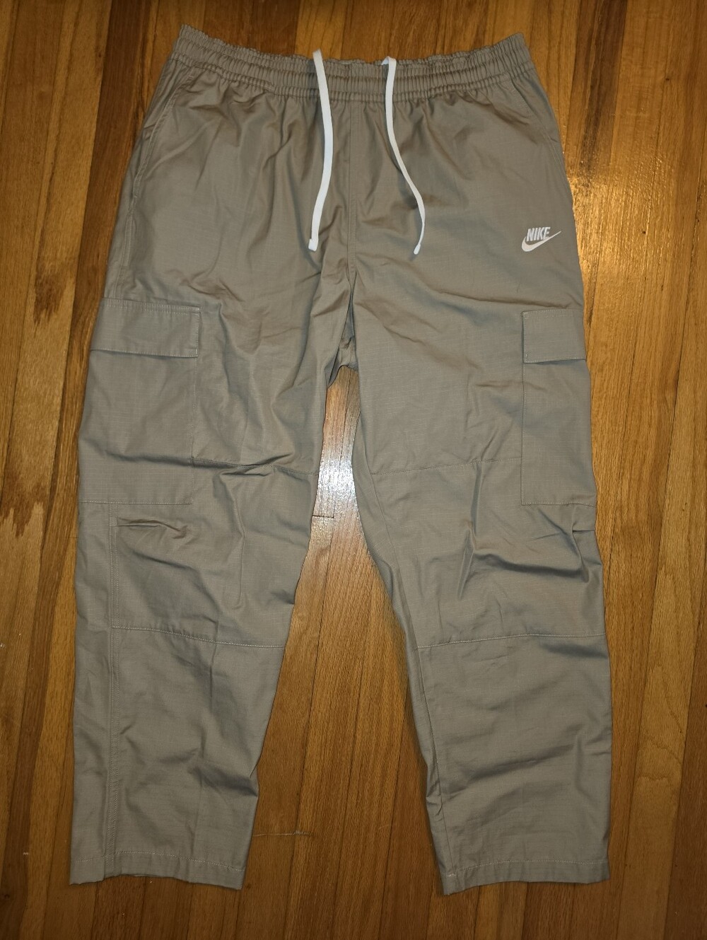 Nike Men’s Olive Cargo Pants with White Drawstrings